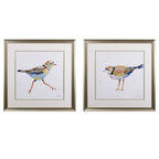 Set of Two Colorful Beach Birds Wall Art  Warm Home View