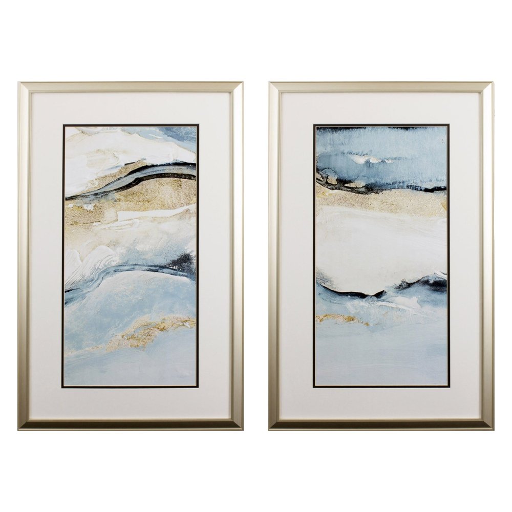 Set of Two Sandy Beach Abstract Wall Art  Warm Home View