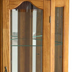 Golden Oak Scallop Top Lighted Corner Curio Cabinet  Warm Home View