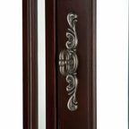Mahogany Scallop Top Lighted Corner Curio Cabinet  Warm Home View