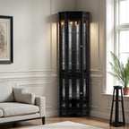 Elegant Black Lighted Curio Cabinet  Warm Home View