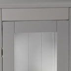 Gray Cornice Molding Curio with Glass Door  Warm Home View