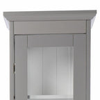 Gray Cornice Molding Curio with Glass Door  Warm Home View