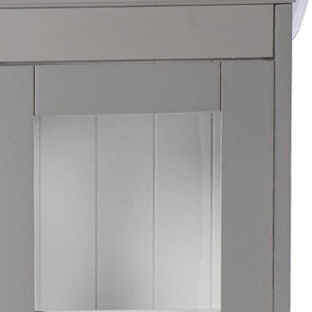 Gray Cornice Molding Curio with Glass Door  Warm Home View
