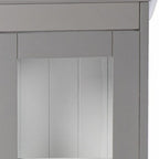 Gray Cornice Molding Curio with Glass Door  Warm Home View