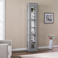 Gray Cornice Molding Curio with Glass Door  Warm Home View
