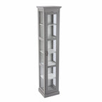 Gray Cornice Molding Curio with Glass Door  Warm Home View