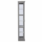 Gray Cornice Molding Curio with Glass Door  Warm Home View