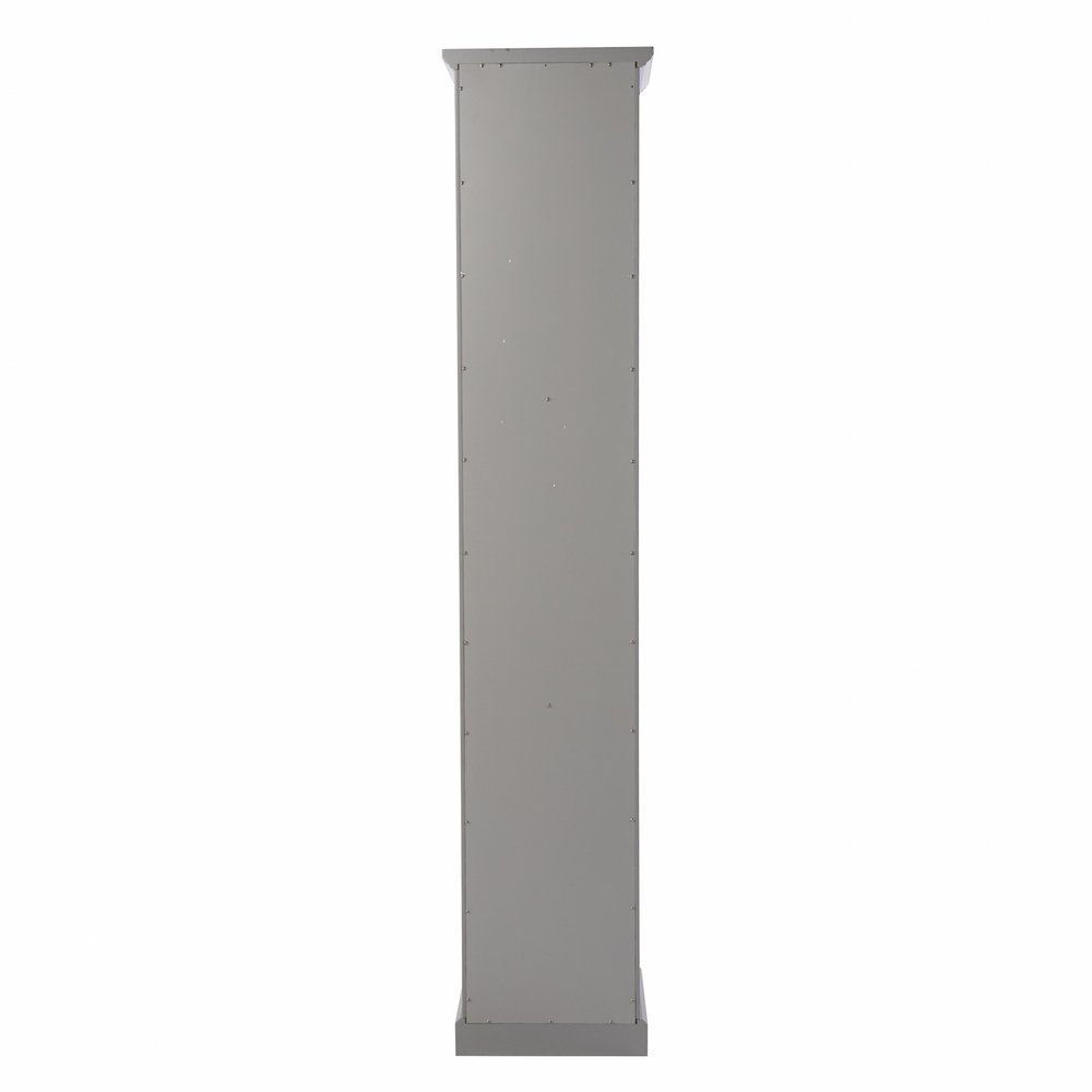 Gray Cornice Molding Curio with Glass Door  Warm Home View
