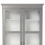 Gray Cornice Molding Double Door Curio Cabinet  Warm Home View