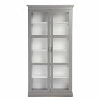 Gray Cornice Molding Double Door Curio Cabinet  Warm Home View