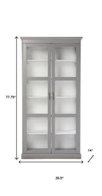 Gray Cornice Molding Double Door Curio Cabinet  Warm Home View