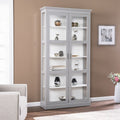 Gray Cornice Molding Double Door Curio Cabinet  Warm Home View