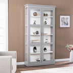 Gray Cornice Molding Double Door Curio Cabinet  Warm Home View