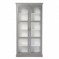 Gray Cornice Molding Double Door Curio Cabinet  Warm Home View