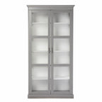 Gray Cornice Molding Double Door Curio Cabinet  Warm Home View