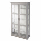 Gray Cornice Molding Double Door Curio Cabinet  Warm Home View
