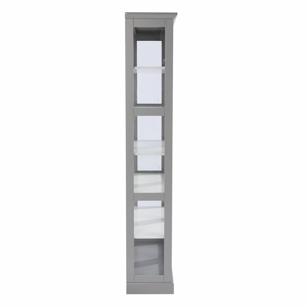 Gray Cornice Molding Double Door Curio Cabinet  Warm Home View