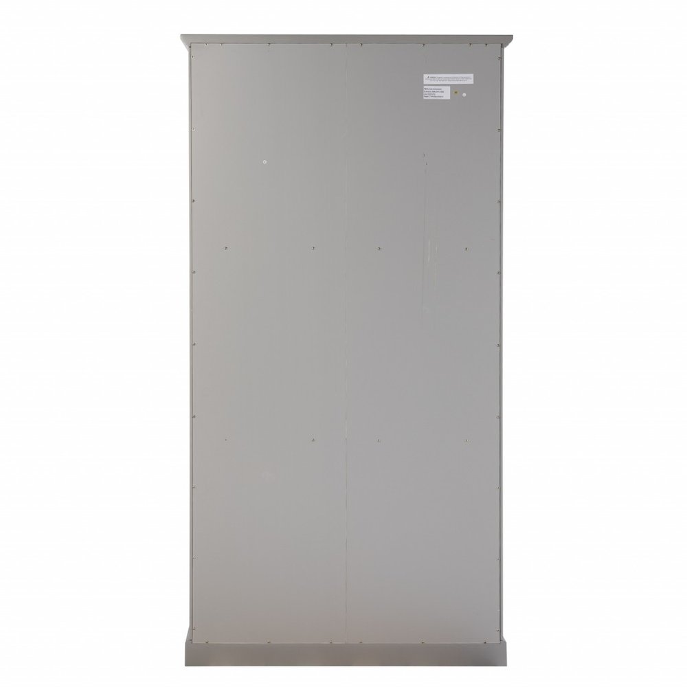 Gray Cornice Molding Double Door Curio Cabinet  Warm Home View