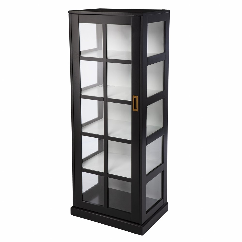 Dynasty Contemporary Black and White Tall Curio Cabinet  Warm Home View