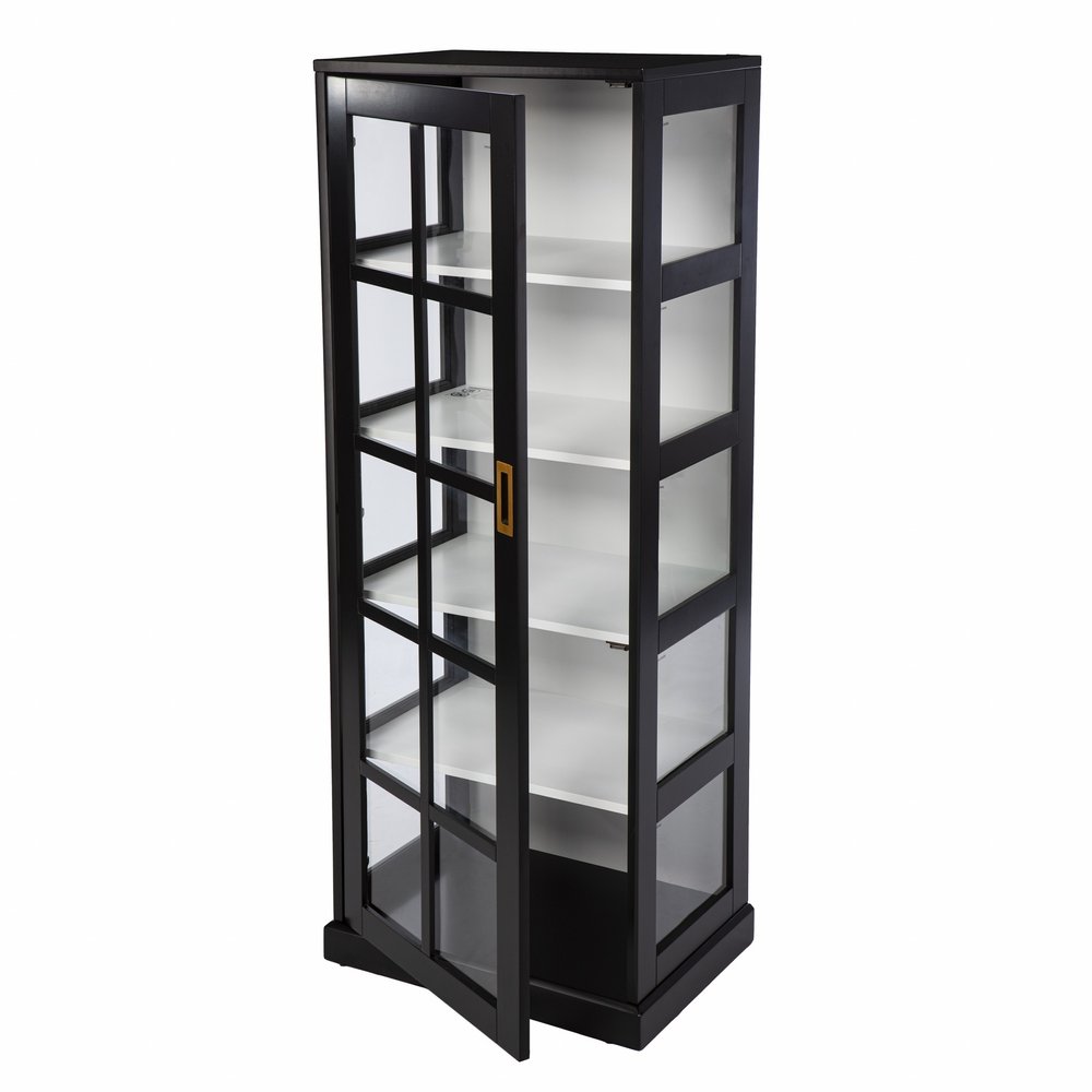 Dynasty Contemporary Black and White Tall Curio Cabinet  Warm Home View