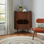 Cosmo Brown and Black Corner Bar Cabinet  Warm Home View