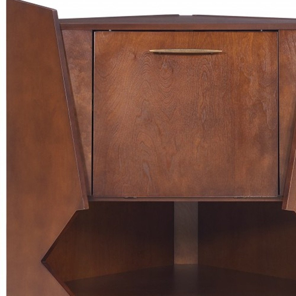 Cosmo Brown and Black Corner Bar Cabinet  Warm Home View