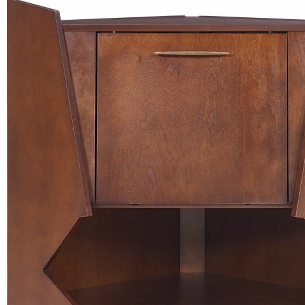 Cosmo Brown and Black Corner Bar Cabinet  Warm Home View