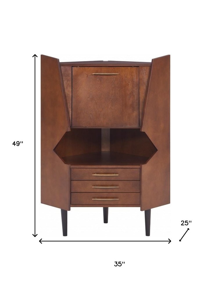 Cosmo Brown and Black Corner Bar Cabinet  Warm Home View