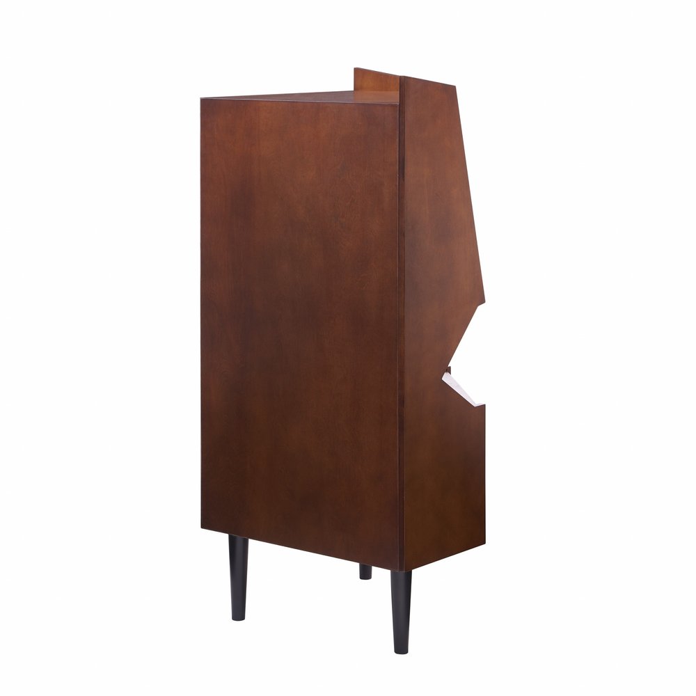Cosmo Brown and Black Corner Bar Cabinet  Warm Home View