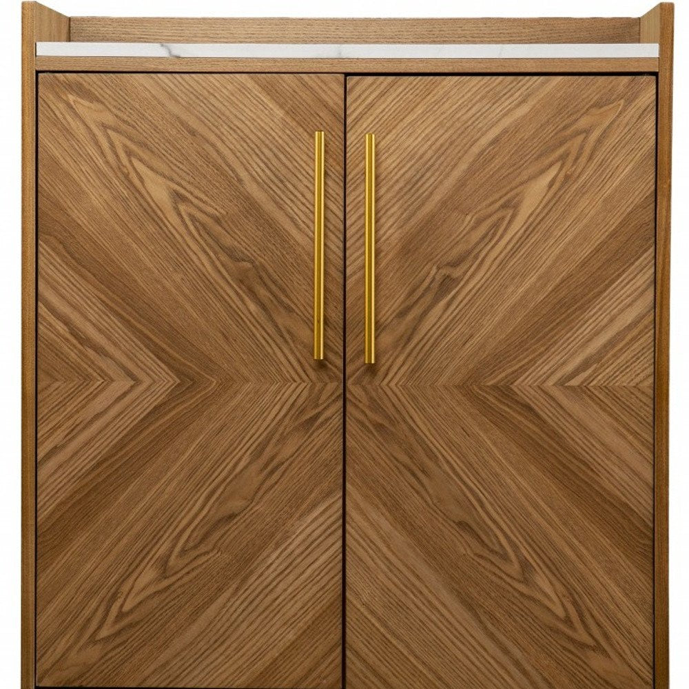 Retro Gold Natural and Faux Marble Wine Cabinet  Warm Home View