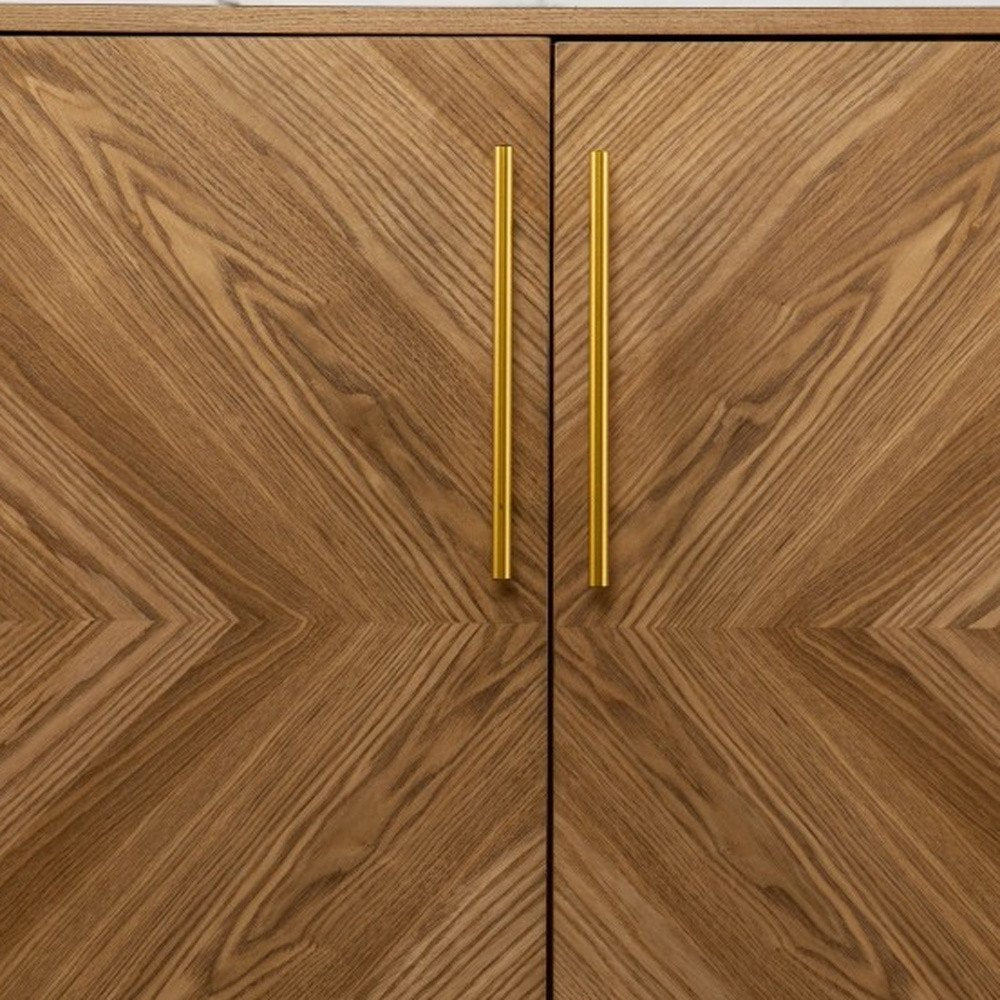 Retro Gold Natural and Faux Marble Wine Cabinet  Warm Home View