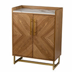 Retro Gold Natural and Faux Marble Wine Cabinet  Warm Home View