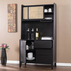 70" Black Wood Three Door Three Drawer  Warm Home View