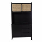 70" Black Wood Three Door Three Drawer  Warm Home View