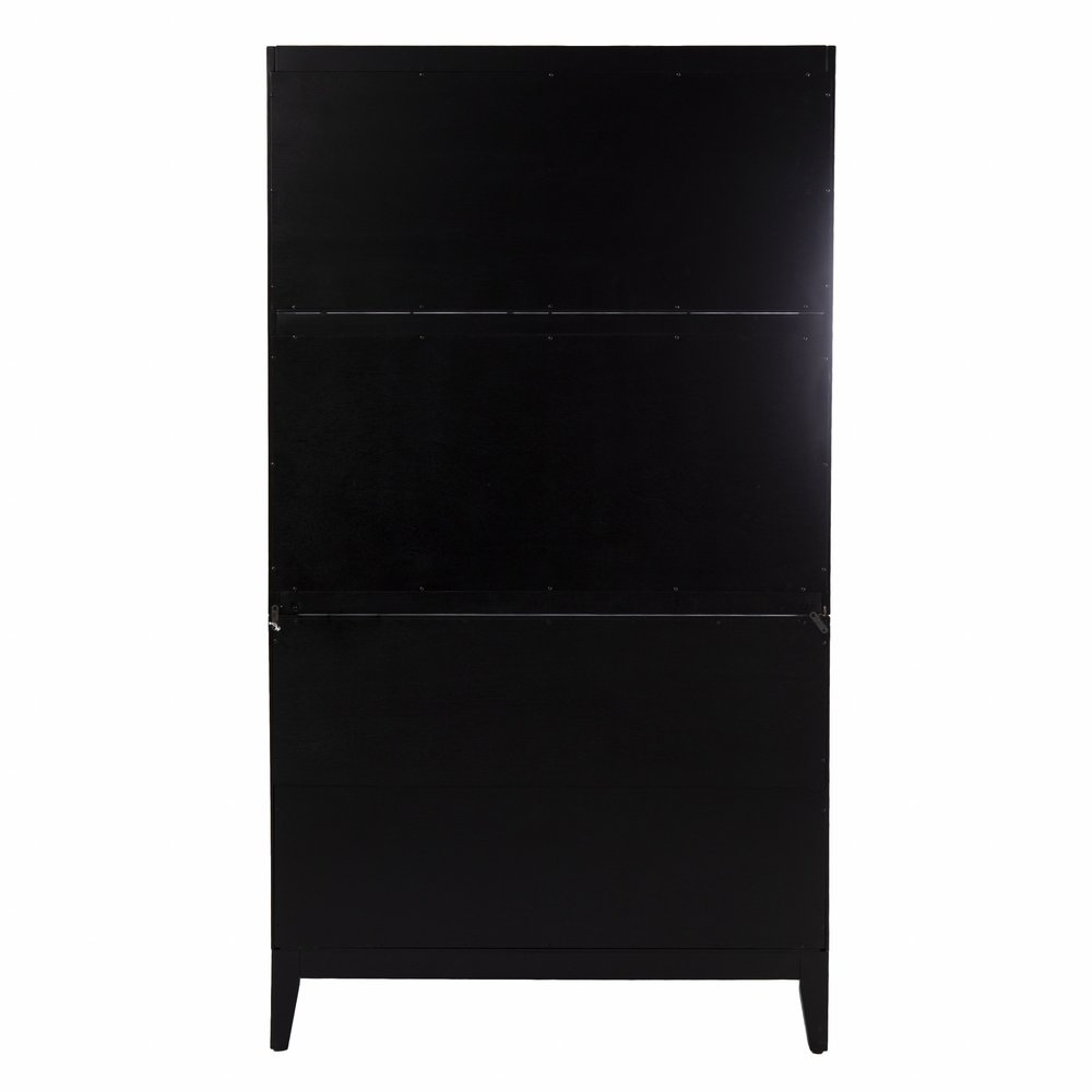 70" Black Wood Three Door Three Drawer  Warm Home View
