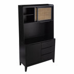 70" Black Wood Three Door Three Drawer  Warm Home View