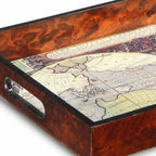 World Map Vintage Burlwood Serving Tray  Warm Home View