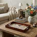 World Map Vintage Burlwood Serving Tray  Warm Home View