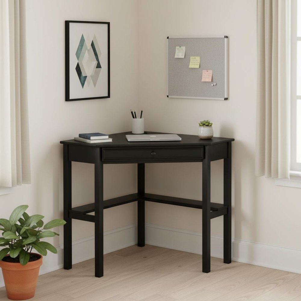 Black Corner Computer Desk  Warm Home View