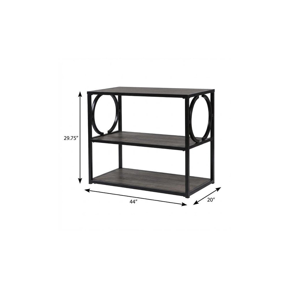 44" Gray and Black Wood Pedestal  Warm Home View