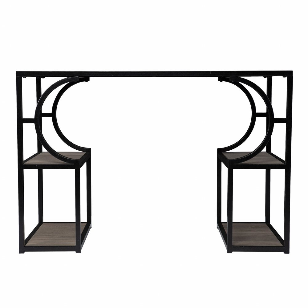 44" Gray and Black Wood Pedestal  Warm Home View