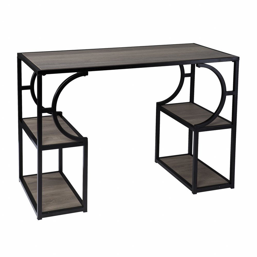 44" Gray and Black Wood Pedestal  Warm Home View