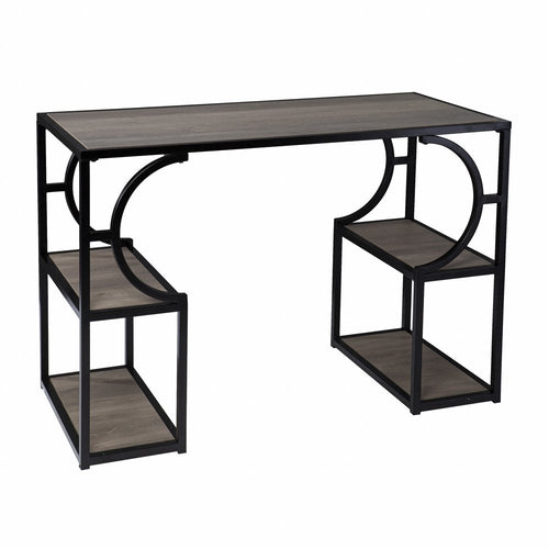 44" Gray and Black Wood Pedestal  Warm Home View