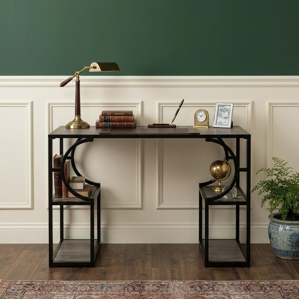 44" Gray and Black Wood Pedestal  Warm Home View
