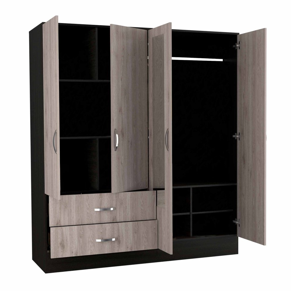 63" Brown And Black Wood Mirrored Two Drawer Dresser  Warm Home View