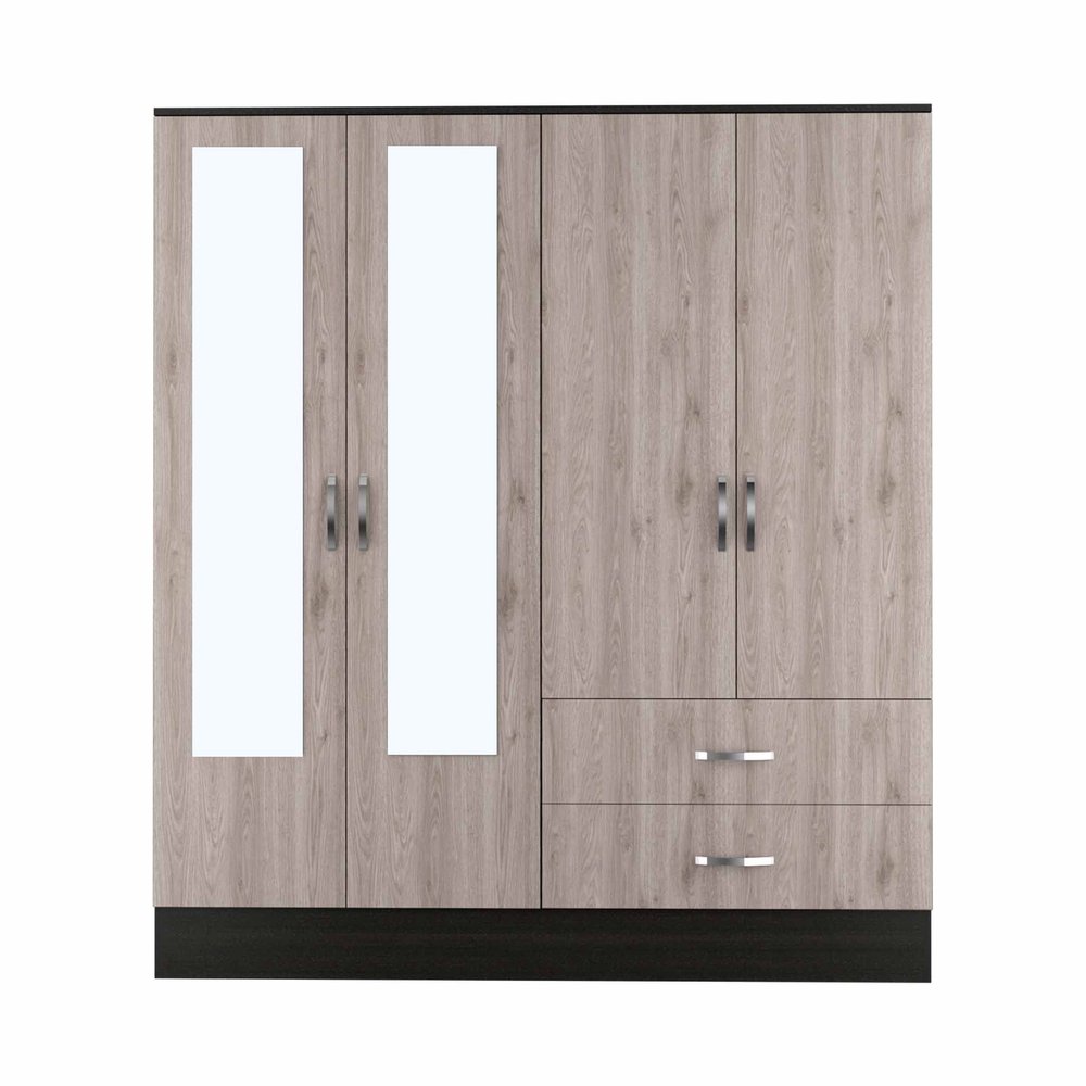 63" Brown And Black Wood Mirrored Two Drawer Dresser  Warm Home View