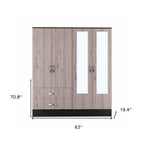 63" Brown And Black Wood Mirrored Two Drawer Dresser  Warm Home View