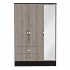 71" Brown And Black Wood Mirrored Three Door Two Drawer Combo Dresser  Warm Home View