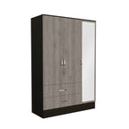 71" Brown And Black Wood Mirrored Three Door Two Drawer Combo Dresser  Warm Home View